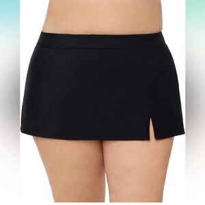 NWT AQUA GREEN Swim Skirt, Sz XL, Side Slit, Black, High Waisted, Comfortable!